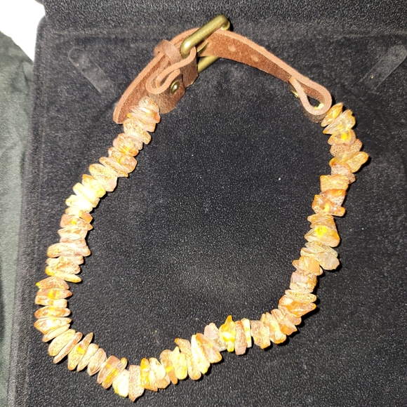 Baltic amber dog cat pet collar leather handmade - Picture 3 of 8